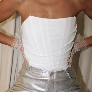 Lulu white mesh corset top